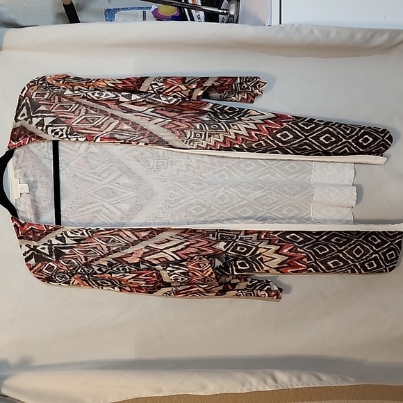 Chico Long Tunic Brown Ikat print sz 2(lg) - Picture 1 of 5